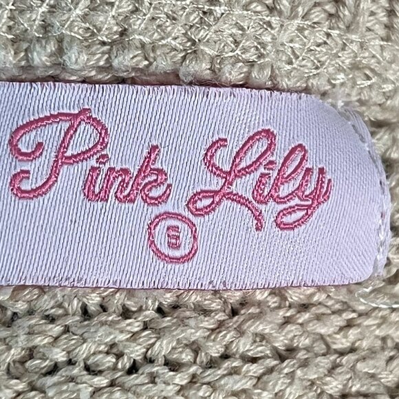 Pink Lily Button Sweater top Taupe Beige Small - 0331 - Picture 4 of 4